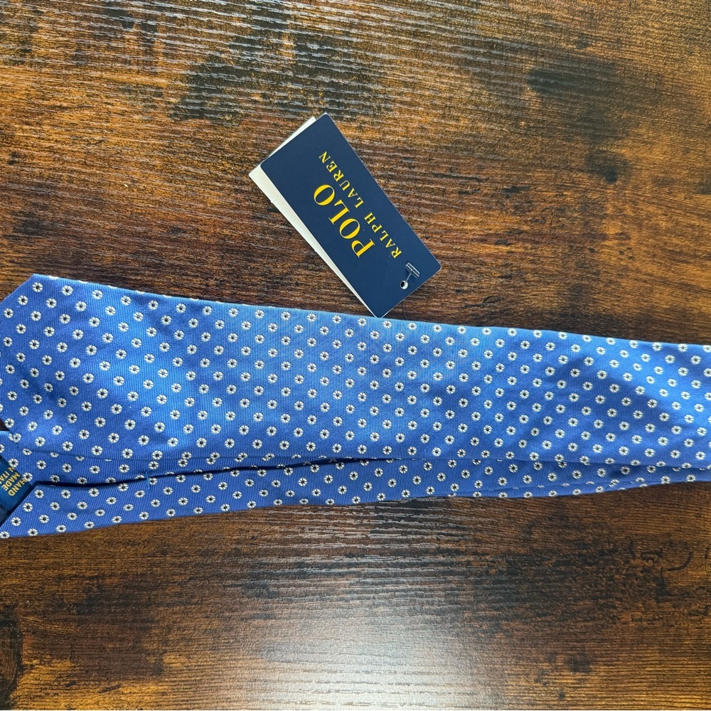 Ralph Lauren Blue Polka Dot Silk Tie